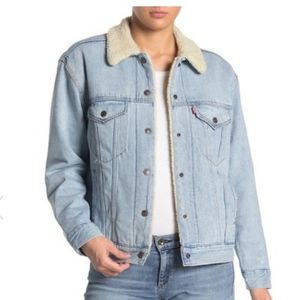 Vintage faux shearling denim coat